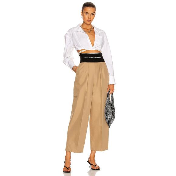 Alexander Wang High Waist Logo Carrot Pant in Chino Khaki size 0 - Picture 2 of 10